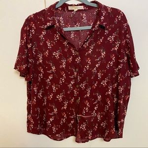 Maroon crop top with flowers size x-large